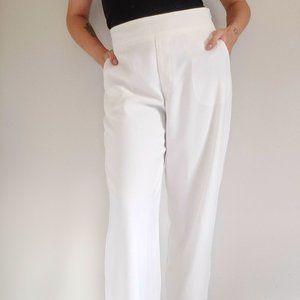 White High-waisted Loose Fit Pants